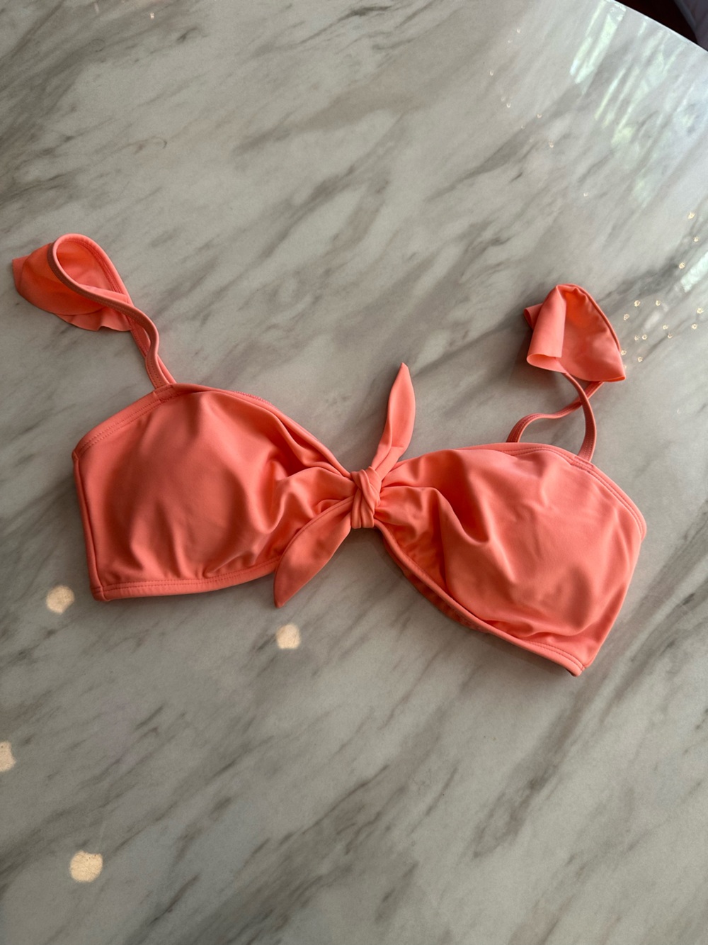 Express Coral Tie-Front Bikini Top